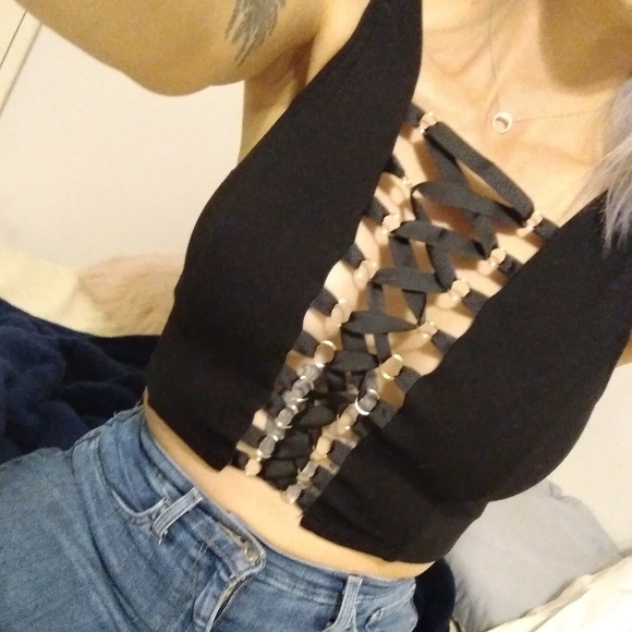 Forever 21 Tops - Black Cross Cross Top